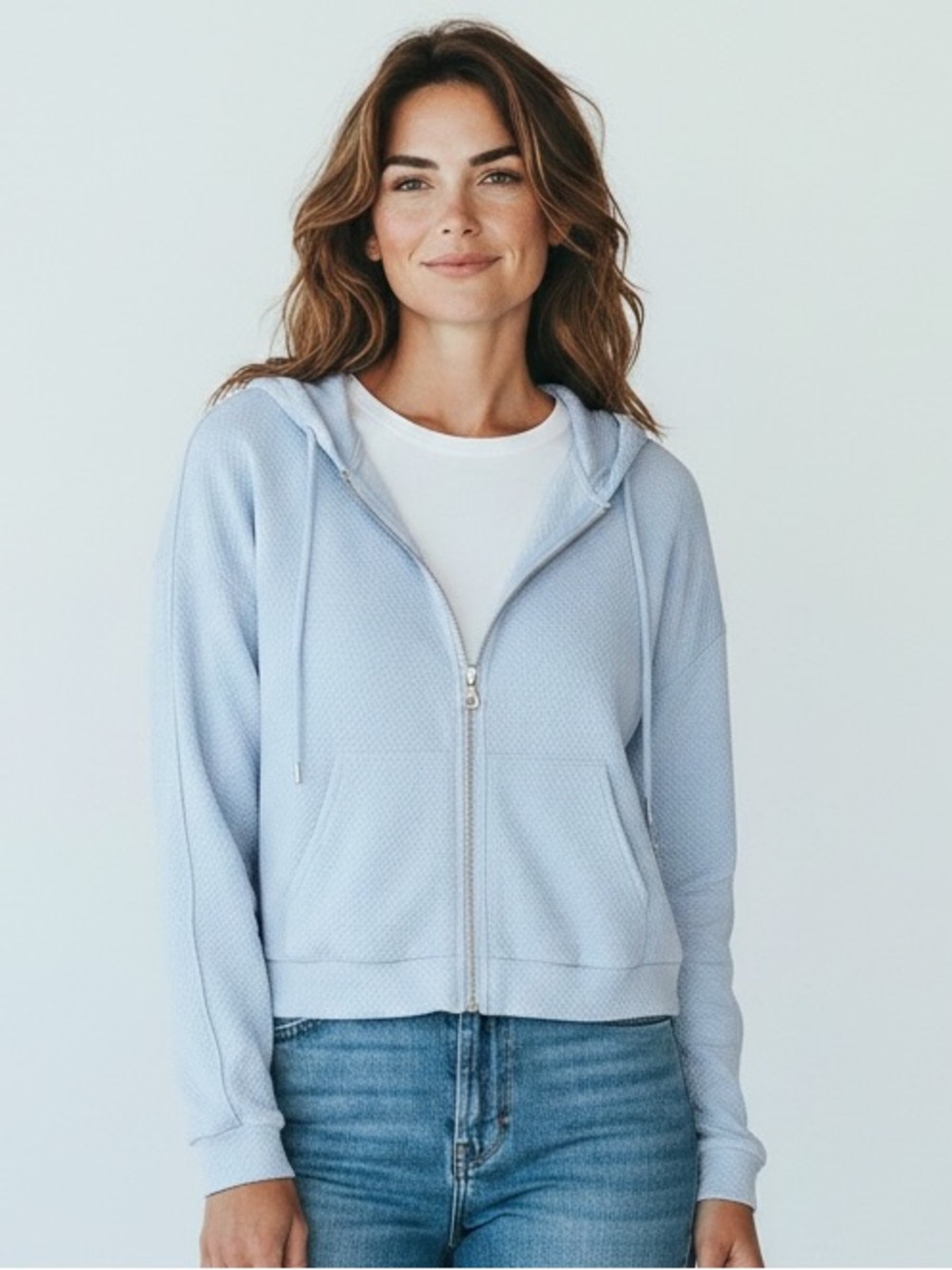 7 Diamonds Women's Powder Blue Zip-Front Restoration Hooded Sweatshirt